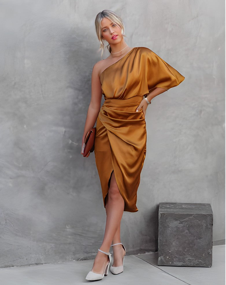 Silk Dress with Pleats