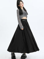 Pleated Polyester Skirt with A-Line Shape