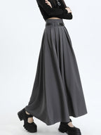 Pleated Polyester Skirt with A-Line Shape