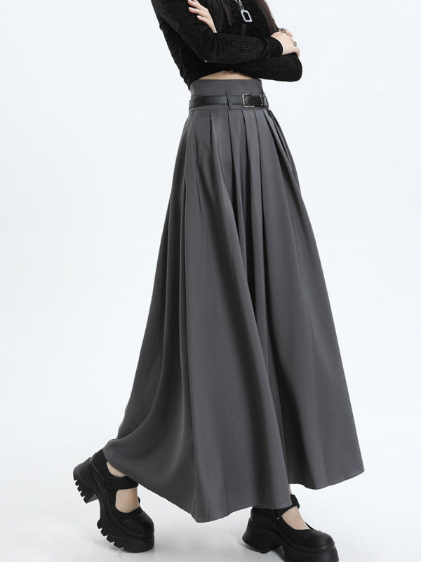 Pleated Polyester Skirt with A-Line Shape