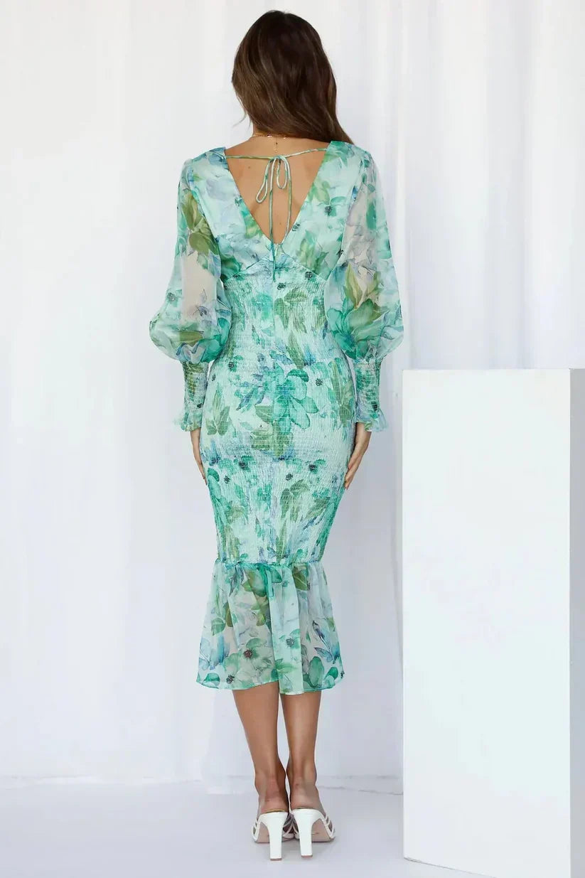 Floral Puff-Sleeve Dress