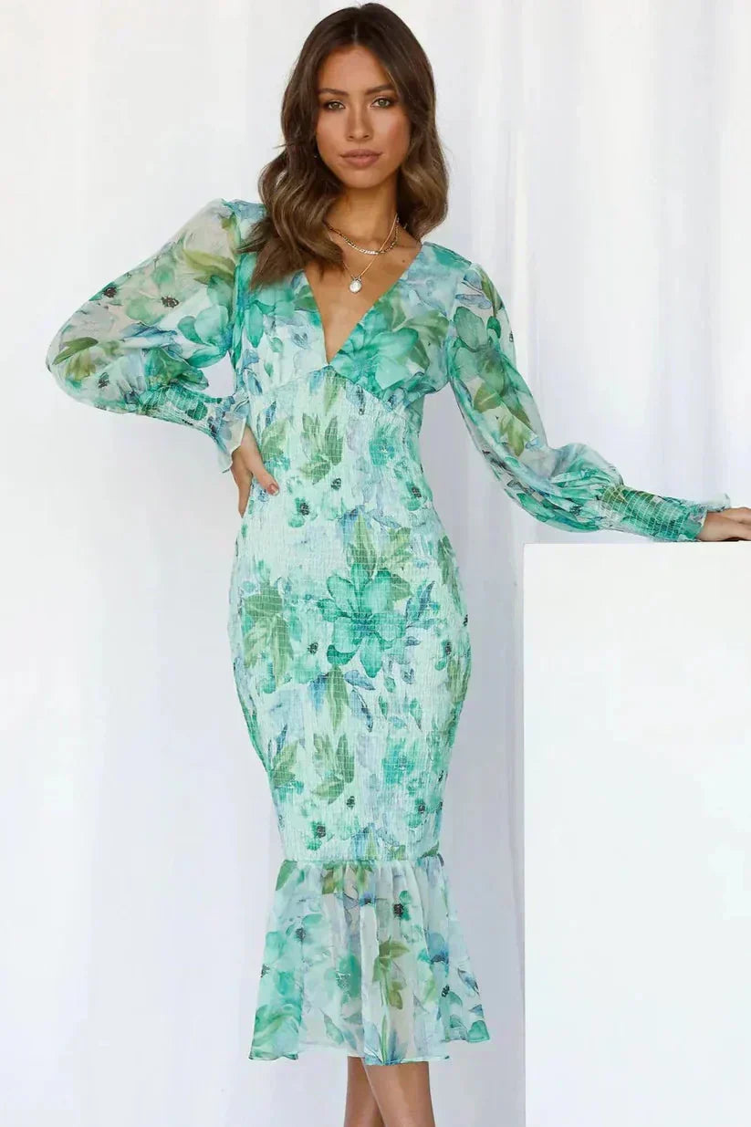 Floral Puff-Sleeve Dress