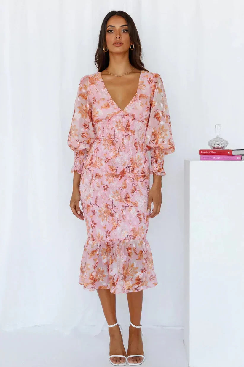 Floral Puff-Sleeve Dress