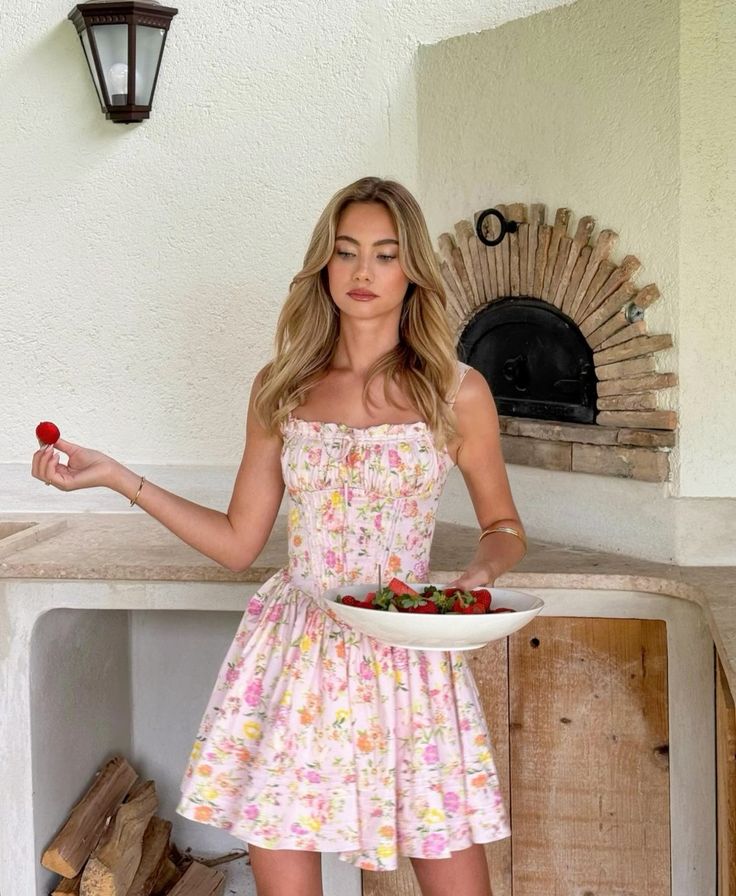 Floral Dress with Corset Details