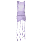 Floral Mesh Mini Dress with Sheer Detailing