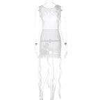 Floral Mesh Mini Dress with Sheer Detailing