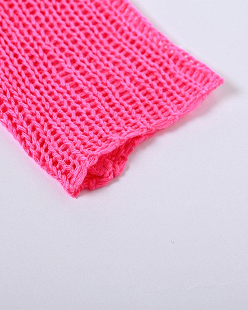 Mesh Acrylic Ribbed Cropped Top