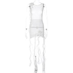 Floral Mesh Mini Dress with Sheer Detailing