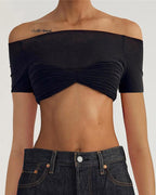 Mesh Polyester Top with Strapless Neckline