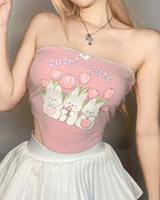 Strapless Cotton Top with Corset Details