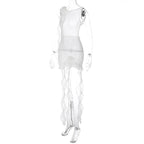 Floral Mesh Mini Dress with Sheer Detailing