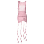 Floral Mesh Mini Dress with Sheer Detailing