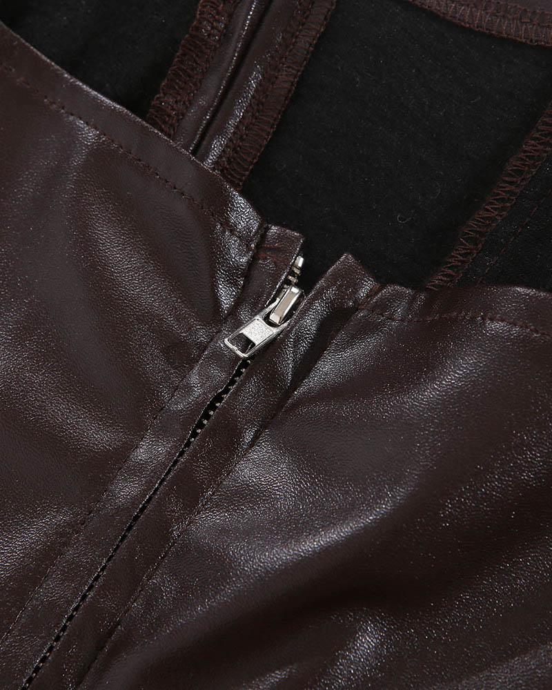 Corset-Style Faux-Leather Dress with Strapless Neckline