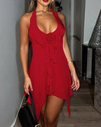 Floral Polyester Scoop-Neck Dress