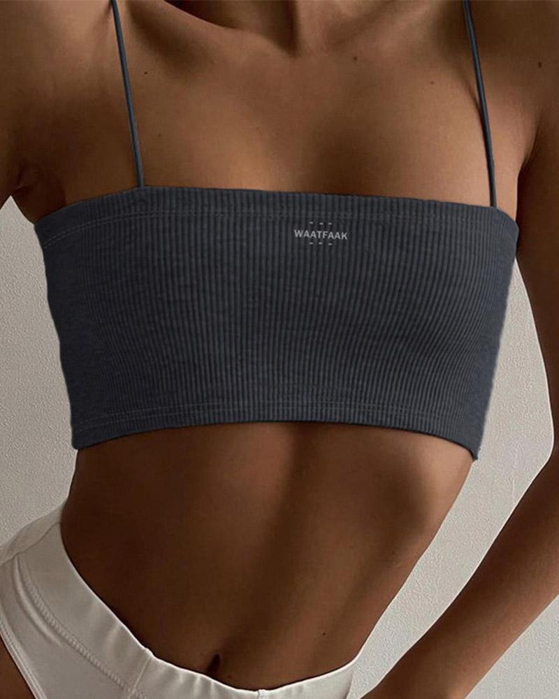 Strapless Polyester Cami Top with Lettering