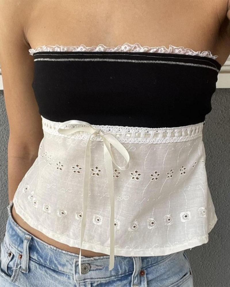 Sleeveless Strapless Stretch-Blend Cropped Top with Polyester Fabric