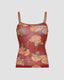 Floral Polyester Cami Top with Mesh Detailing