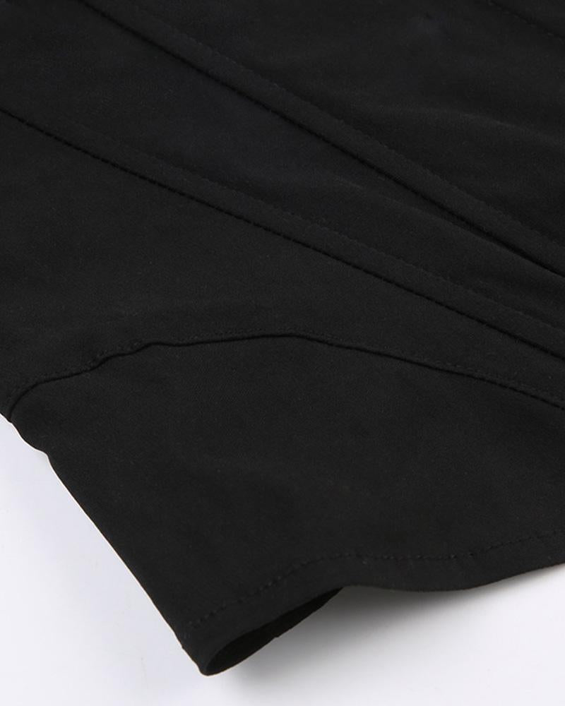 One-Shoulder Polyester Top with Corset Details