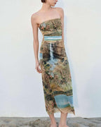 Strapless Stretch-Blend Maxi Dress with Polyester Fabric