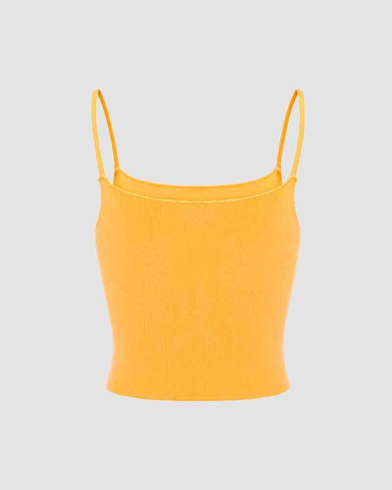 Polyester Stretch-Blend Cami Cropped Top