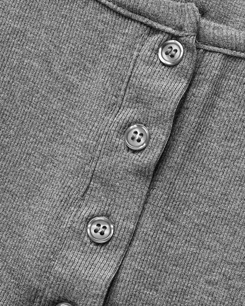 Button-Detail Stretch-Blend Cropped Top with Polyester Fabric