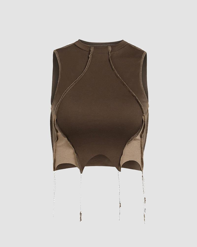 Spiderweb-Detail Polyester Cotton Top