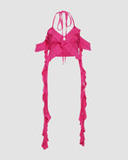 Wing-Graphic Polyester Top with Slit Detail