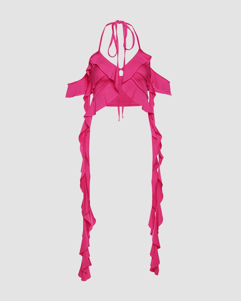 Wing-Graphic Polyester Top with Slit Detail