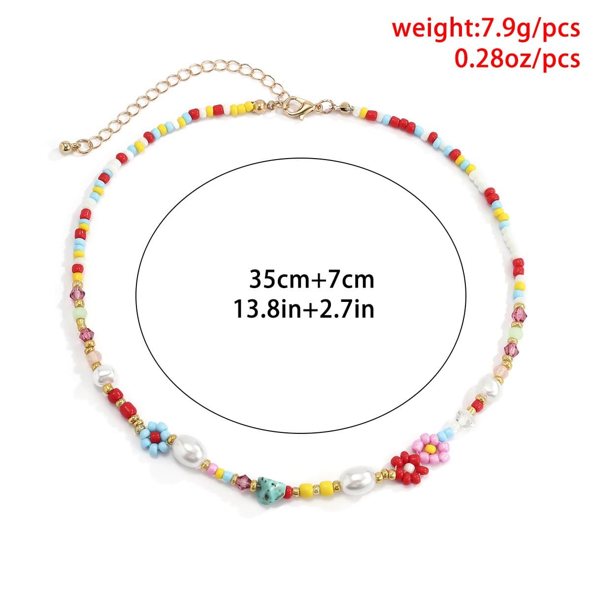 Multicolor Beaded Choker with Faux-Pearl Floral Details