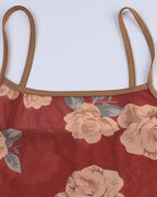 Floral Polyester Cami Top with Mesh Detailing
