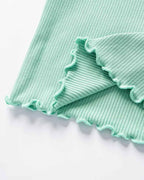 Ribbed Lace Top with Lettuce Edges