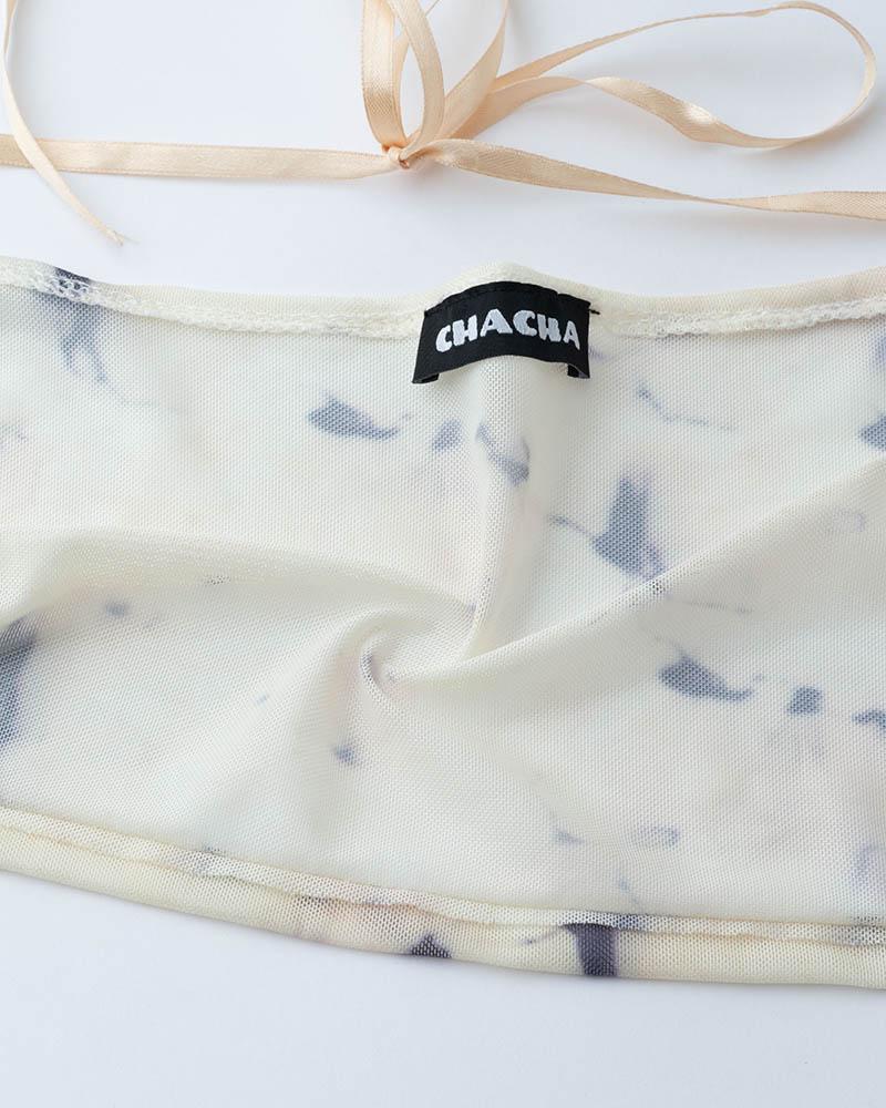 Mesh Cropped Top with Halter Neckline