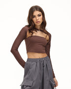Strapless Stretch-Blend Cropped Top with Polyester Fabric