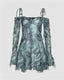 Ruffled Polyester Dress with Sweetheart Neckline