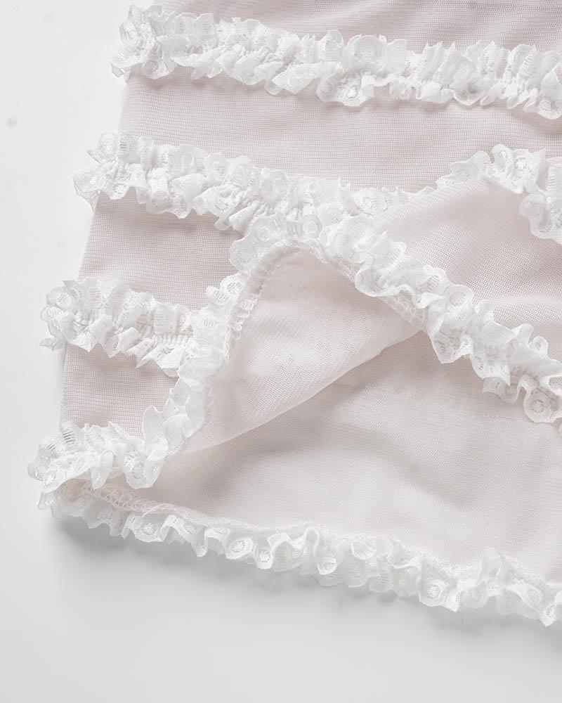 Lace Strapless Top with Ruffle Details