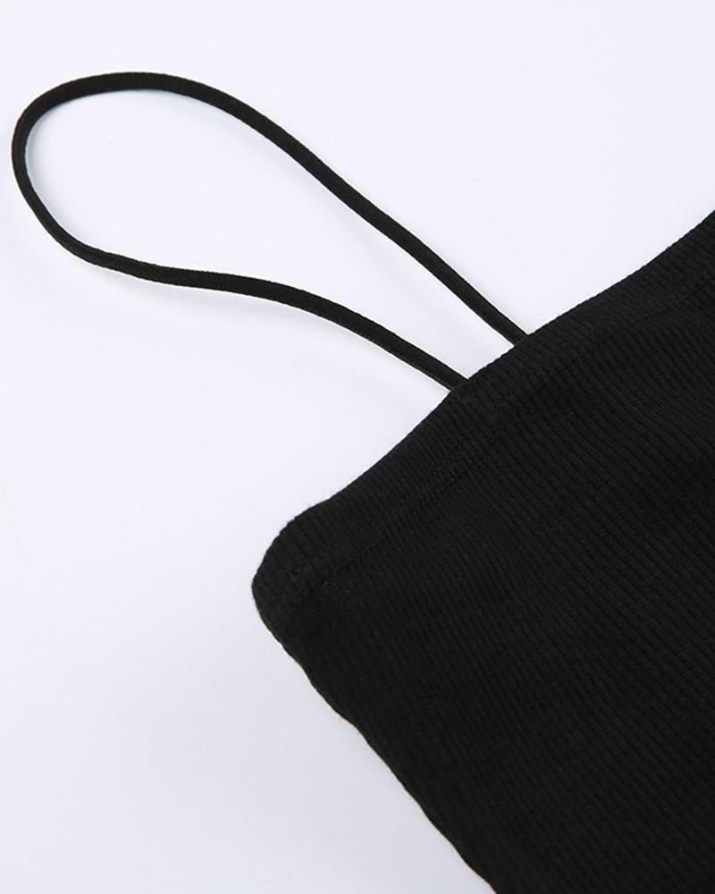 Strapless Polyester Cami Top with Lettering