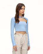 Strapless Stretch-Blend Cropped Top with Polyester Fabric
