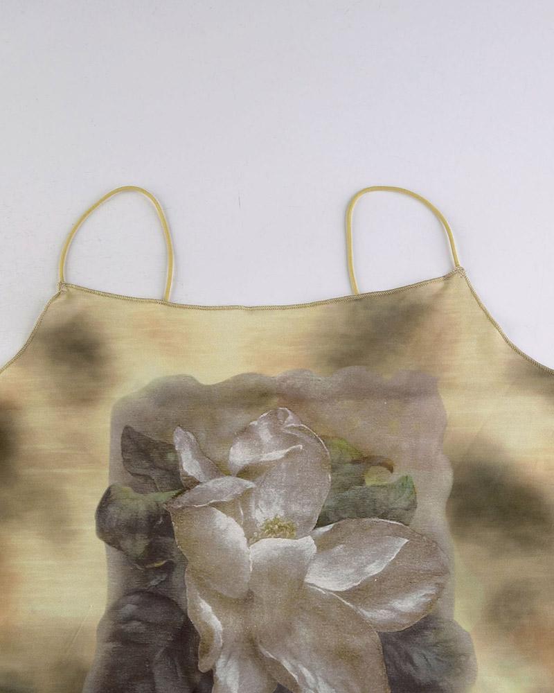 Polyester Stretch-Blend Cropped Top with Sleeveless Cut