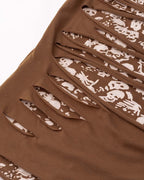 Distressed Polyester T-Shirt with Cutout Details