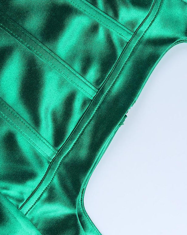 Stretch-Blend Polyester Corset-Style Cropped Top