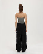 Corset-Style Polyester Top with Strap Details