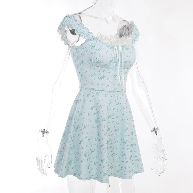 Floral Lace Mini Dress with Ruching