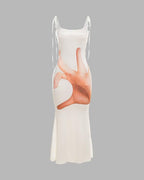 Polyester Stretch-Blend Maxi Dress with Long Sleeves