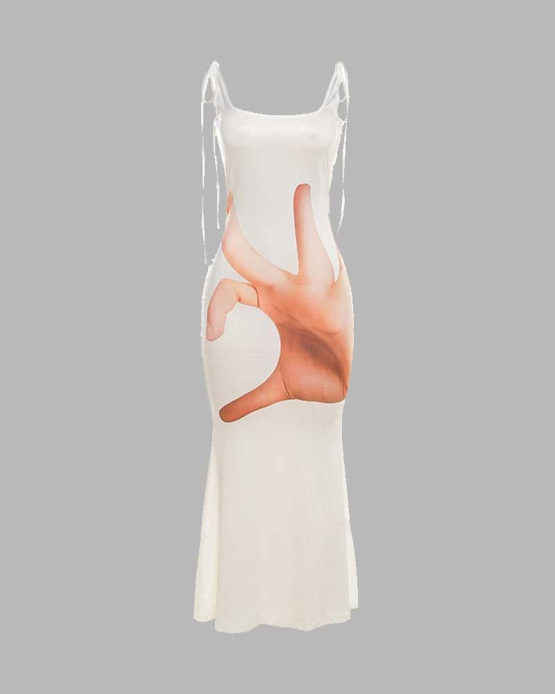 Polyester Stretch-Blend Maxi Dress with Long Sleeves