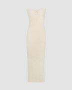 Ribbed Maxi Dress with Strapless Neckline