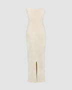 Ribbed Maxi Dress with Strapless Neckline