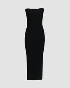 Ribbed Maxi Dress with Strapless Neckline