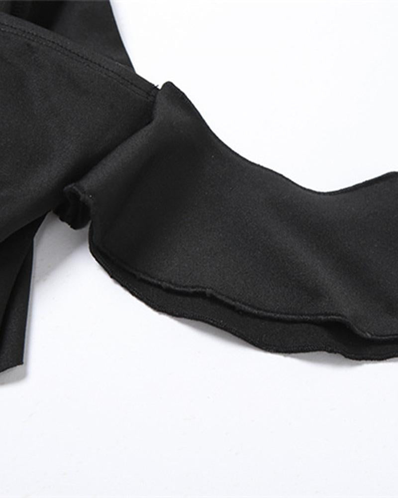 Wing-Graphic Polyester Top with Slit Detail