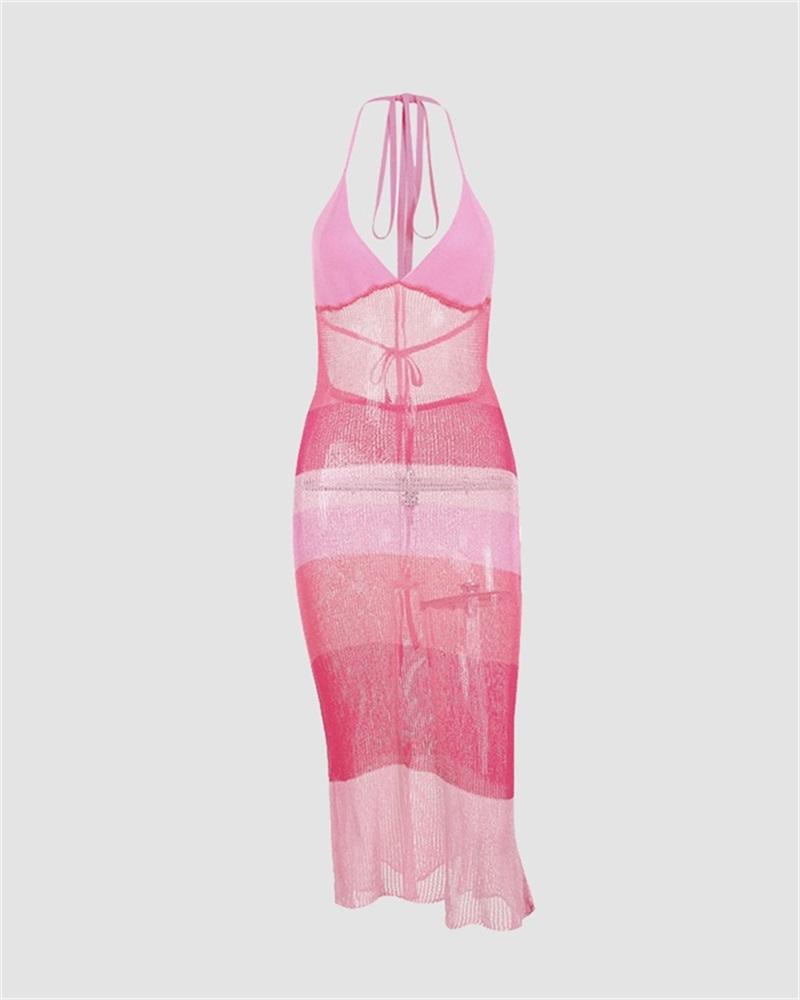 Knit Acrylic Dress with Contrast Details