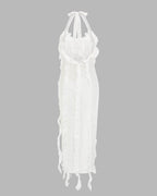 Ruffled Stretch-Blend Maxi Dress with Polyester Fabric